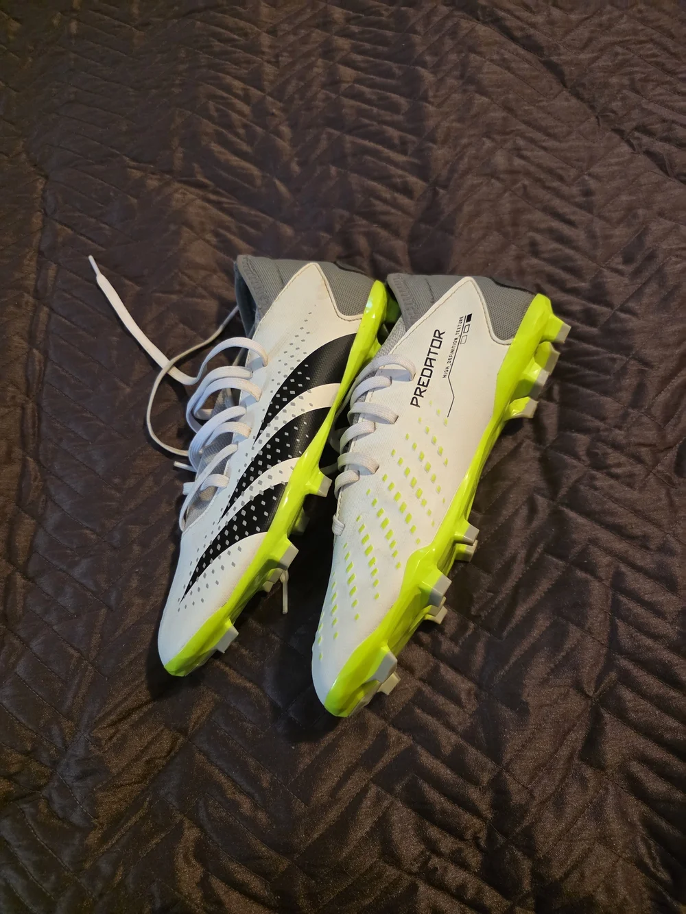 adidas Predator White Gray Neon Green Men's Soccer Cleats